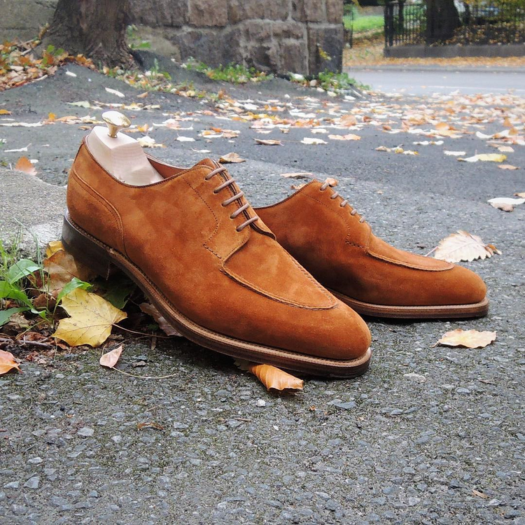 Height Increasing Tan Suede Castelo Derby Shoes