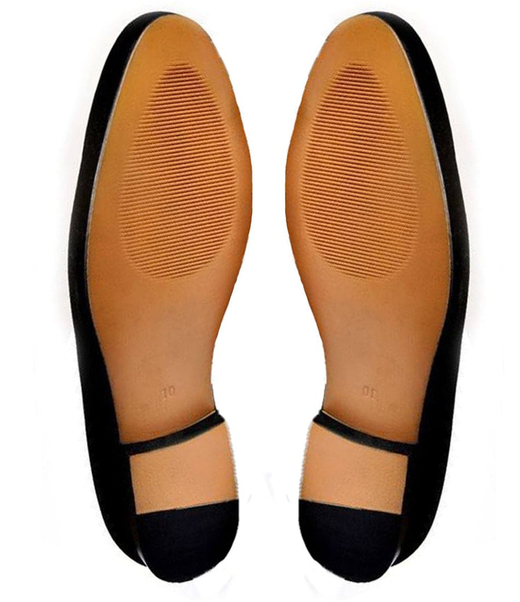 Height Increasing Black Velvet Thug Life Embroidered Loafers