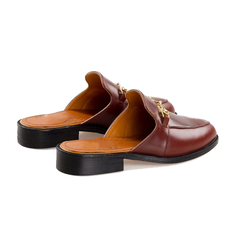 Height Increasing Burgundy Brown Leather Loures Horsebit Slippers