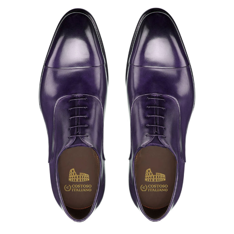 Height Increasing Purple Leather Woodford Balmoral Toe Cap Oxfords