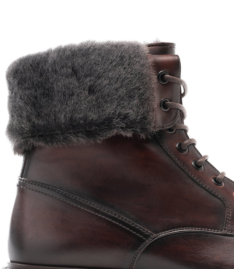 Flat Feet Shoes - Brown Leather Avigon Chunky Derby Boots with Arch Support