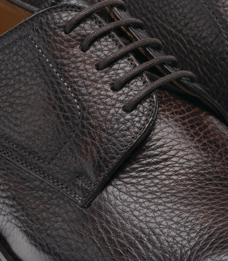 Brown Leather Scripton Chunky Derby Shoes