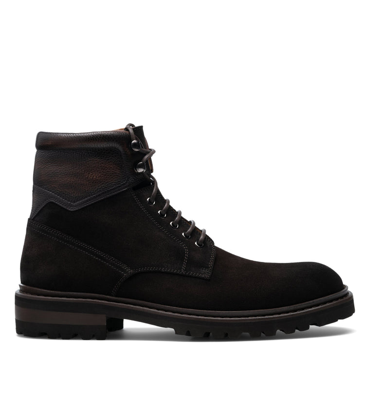 Brown Suede Boston Chunky Oxford Boots