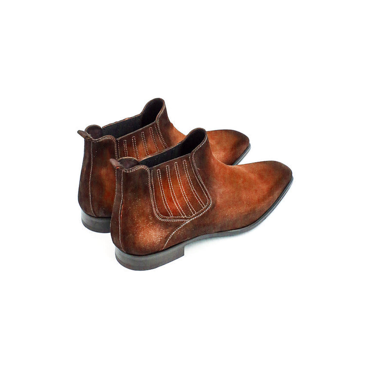 Height Increasing Goodyear Welted Cadaval Tan Suede Chelsea Boot with Violin Leather Sole