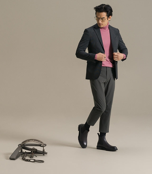 Height Increasing Black Leather Ferneto Chunky Chelsea Boots