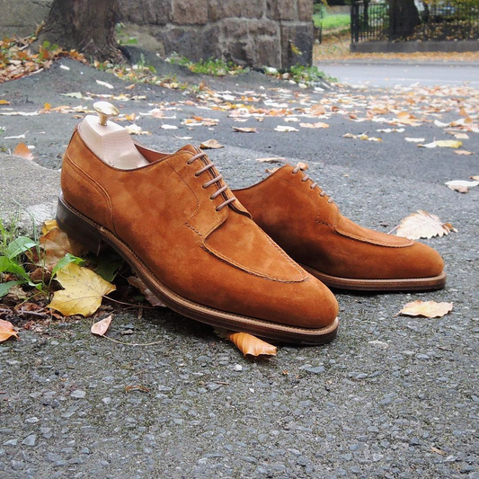Tan Suede Castelo Derby Shoes