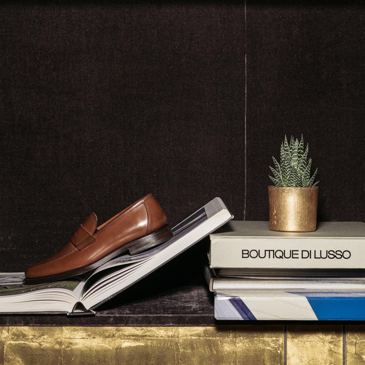 Tan Leather Reenes Slip On Penny Loafers