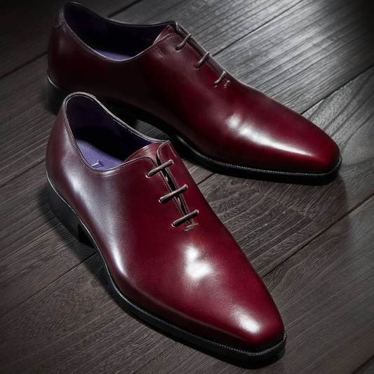 Burgundy Brown Leather Mildura Whole Cut Oxford Shoes