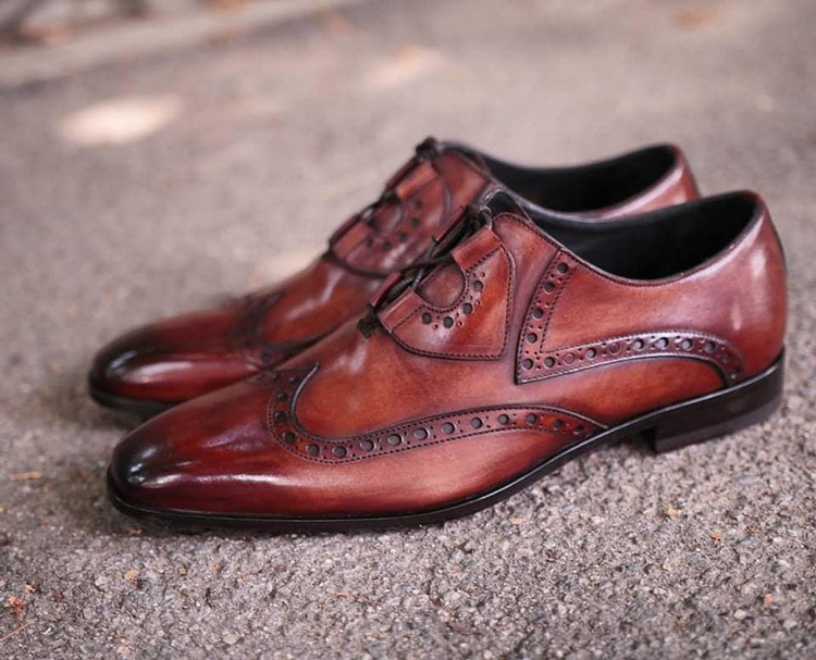 Tan Leather Pirie Brogue Oxford Shoes