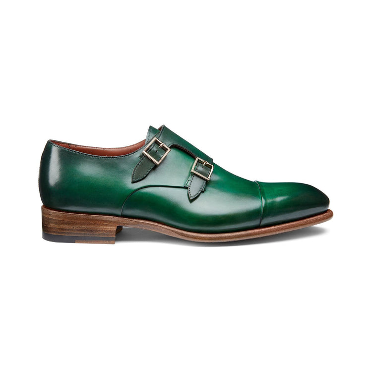 Height Increasing Green Leather Castle Monk Straps