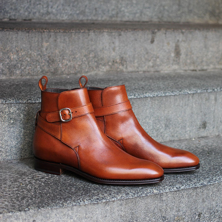 Height Increasing Tan Leather Alvor Slip On Jodhpur Boots