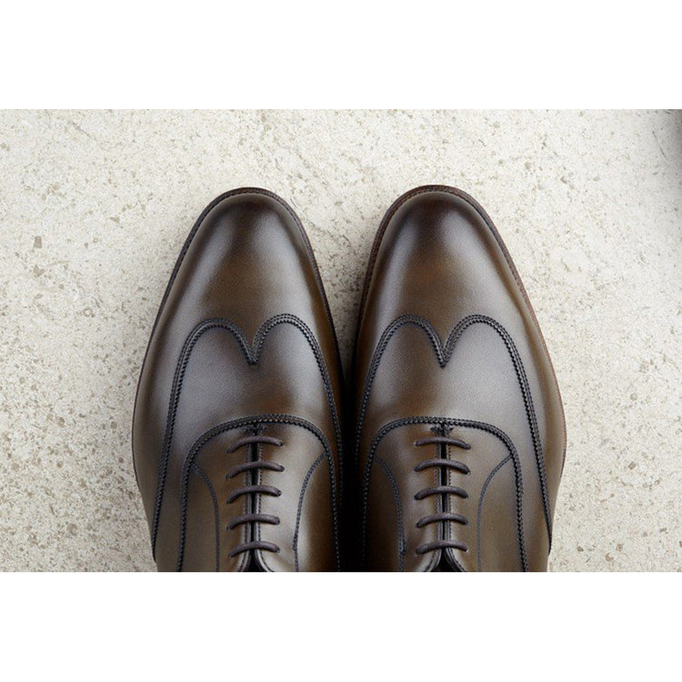 Height Increasing Olive Green Leather Gedling Brogue Oxfords