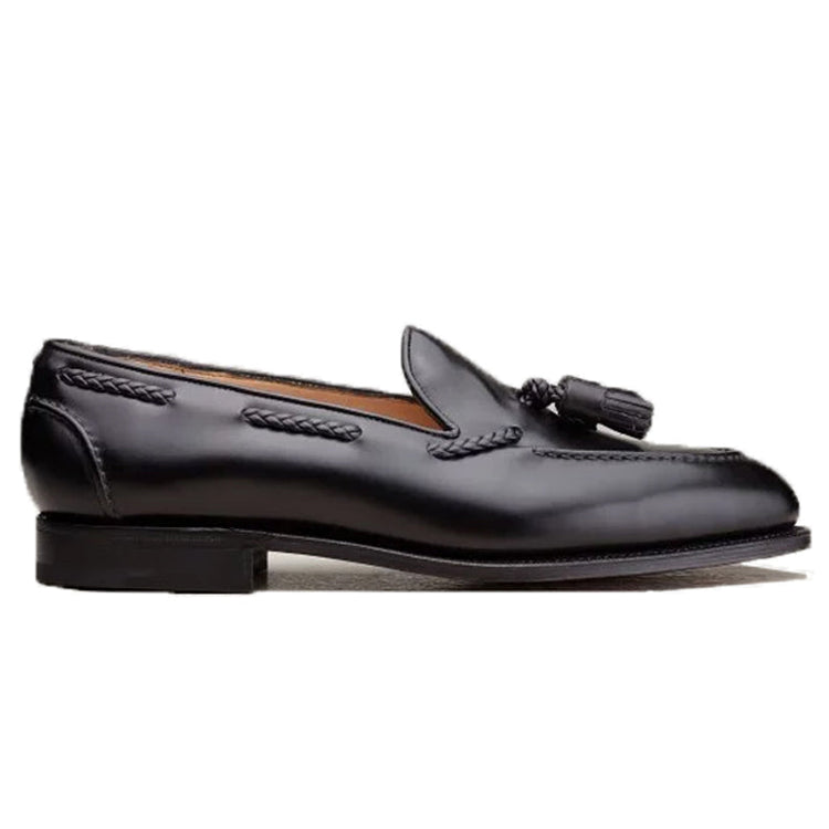 Black Leather Swale Tassel Loafers - Formal Shoes
