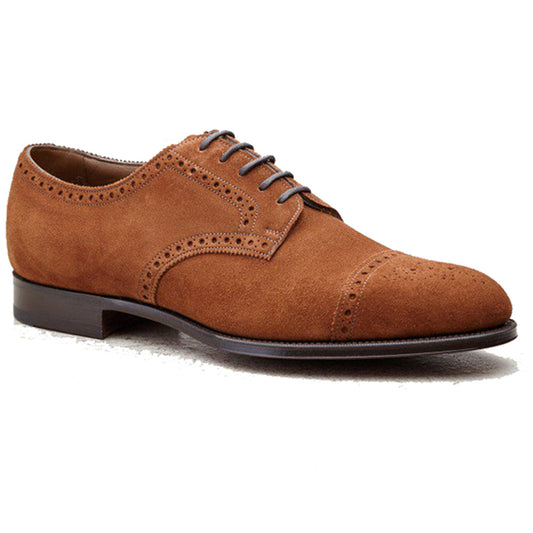 Tan Suede Friars Brogue Derby Shoes