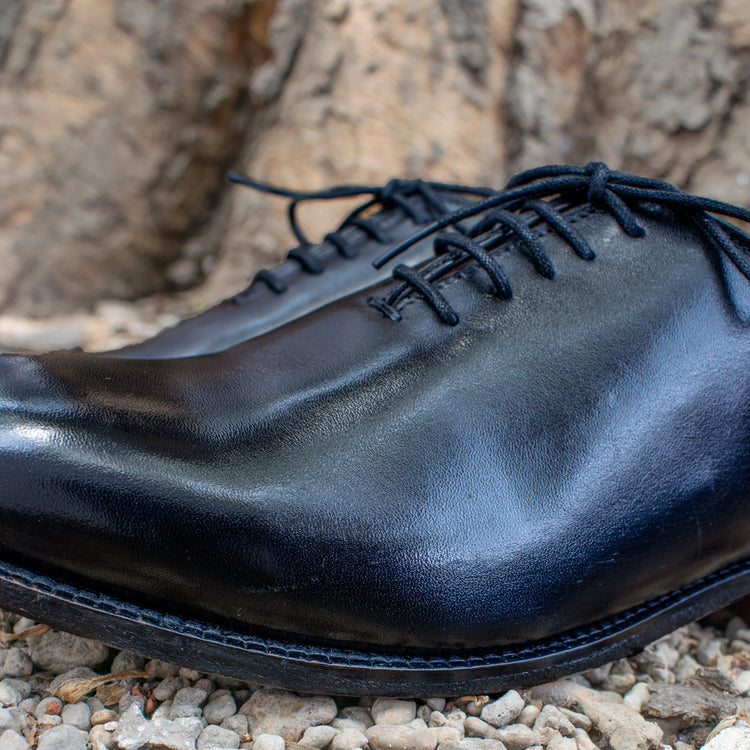Black Leather Drayton One Cut Oxfords - Formal Shoes