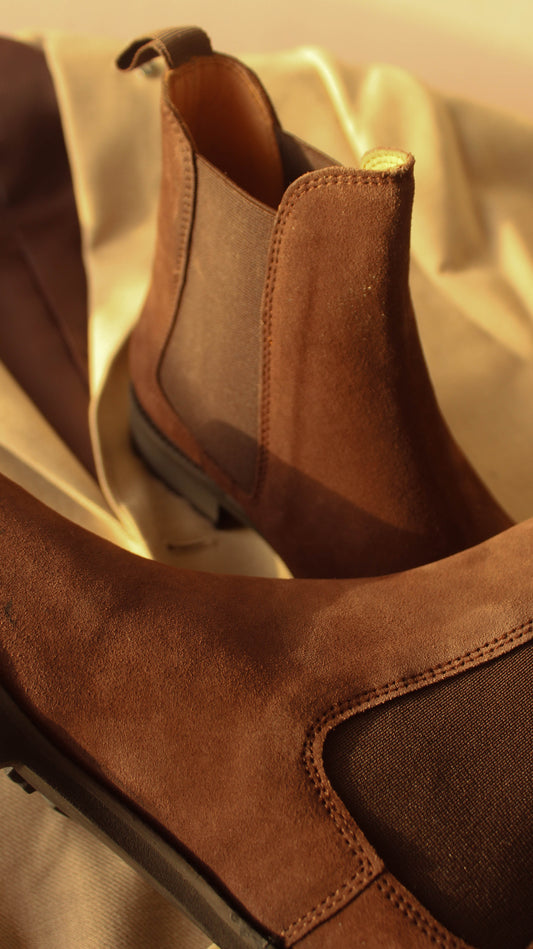 Brown Suede Leather Ferneto Chunky Chelsea Boots
