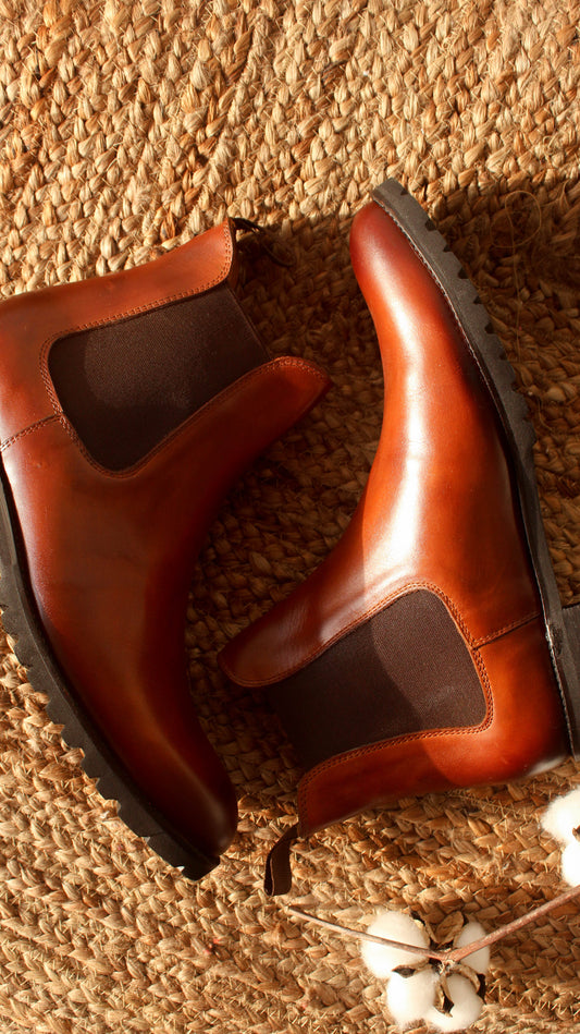 Tan Leather Ferneto Chunky Chelsea Boots