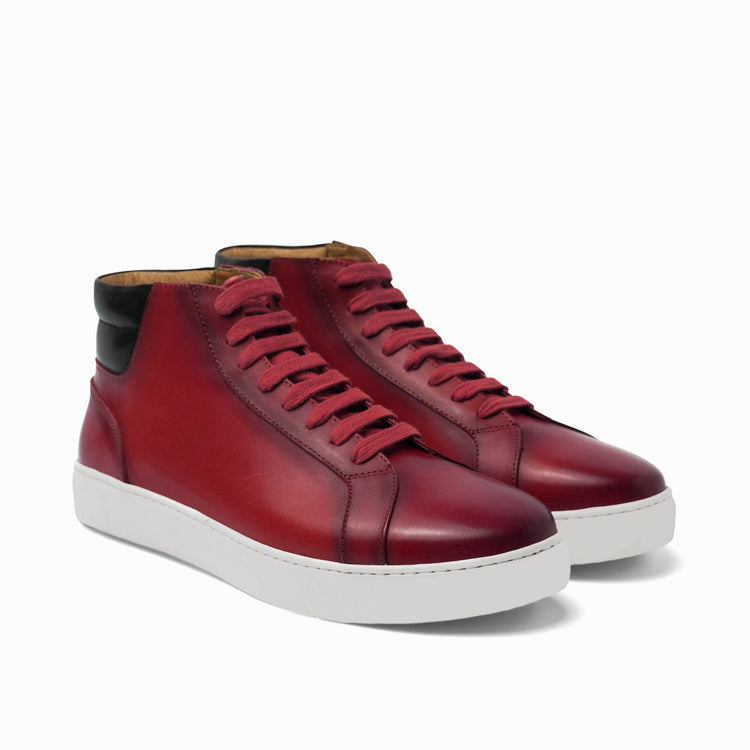 Cherry Red Leather Angus Sneaker Boots