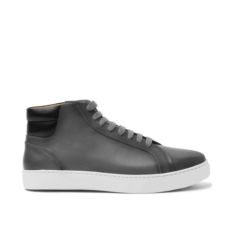 Height Increasing Black Dark Silver Leather Angus Sneaker Boots