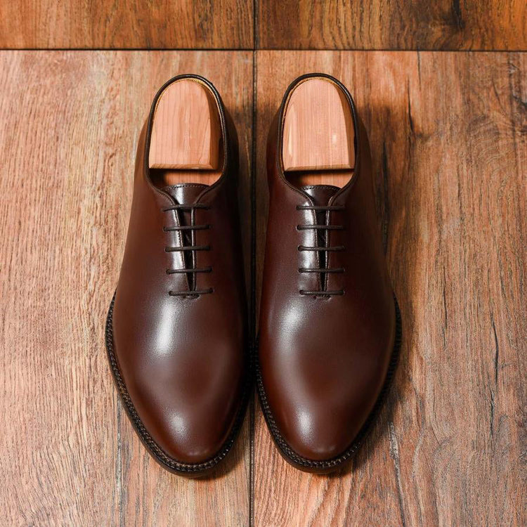 Height Increasing Brown Leather Drayton One Cut Oxfords - Formal Shoes