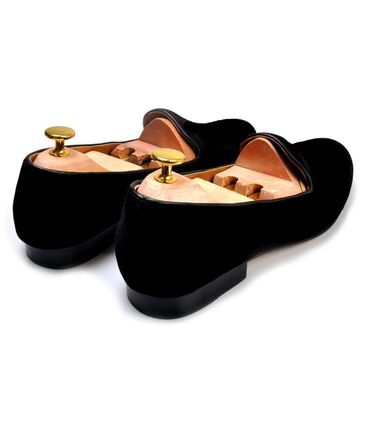 Black Velvet Scotch Embroidered Loafers