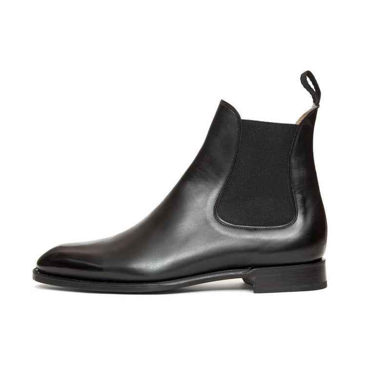 Height Increasing Black Leather Fenland Slip On Chelsea Boots