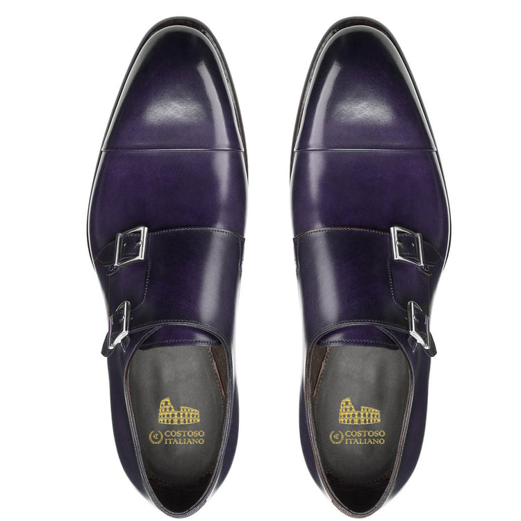 Purple Leather Castle Monk Straps